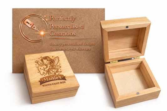 Personalised Wooden Tooth Fairy Box - Laser Engraved Keepsake